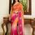 multicolor ethnic motifs embroidered satin saree