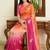 multicolor ethnic motifs embroidered satin saree