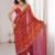 Orange embellished embroidered satin designer saree