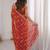 Orange embellished embroidered satin designer saree