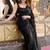 Black sequinned poly georgette designer saree