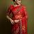 red floral embroidered pure chiffon saree