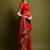 red floral embroidered pure chiffon saree