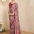 Red ethnic motifs block print ready to wear saree