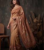Copper floral silk blend designer kanjeevaram saree