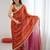 rust embellished embroidered satin designer saree