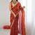 rust embellished embroidered satin designer saree