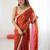 rust embellished embroidered satin designer saree