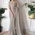 grey floral embroidered pure chiffon tussar saree