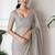 grey floral embroidered pure chiffon tussar saree
