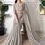 grey floral embroidered pure chiffon tussar saree