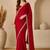 Red floral embroidered poly georgette designer dabu saree