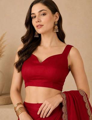 Red floral embroidered poly georgette designer dabu saree 4