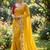 Yellow floral embroidered poly georgette heavy work saree