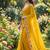 Yellow floral embroidered poly georgette heavy work saree