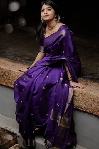 Purple woven design zari banarasi saree