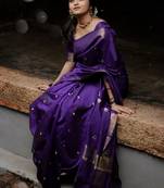 Purple woven design zari banarasi saree