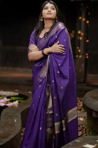 Purple woven design zari banarasi saree
