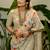 Cream floral printed tissue jamdani saree