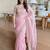pink ethnic motifs embroidered satin saree