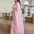 pink ethnic motifs embroidered satin saree