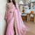 pink ethnic motifs embroidered satin saree
