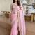 pink ethnic motifs embroidered satin saree