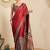 maroon kalamkari block print ready to wear saree