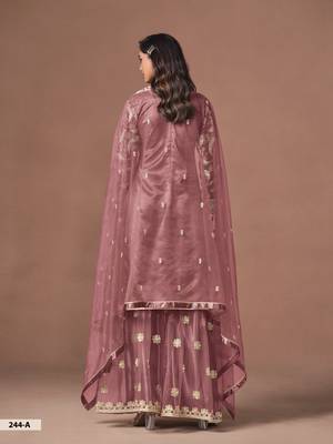 Mauve Pink Embroidered Designer Sharara Suit 2