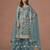 Dusty Teal Blue Embroidered Designer Sharara Suit
