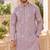 Graceful dusty pink linen kurta pyjama set with elegant embroidery