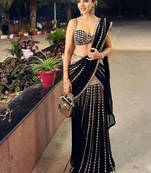 Black  Ready to Wear Lehenga Saree with Sequins Embroidery  Unstich Blouse