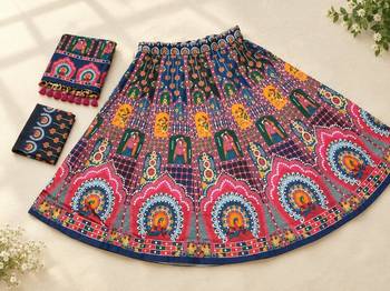 navratri ajarakh print rayon lehenga choli with unstitched blouse 7