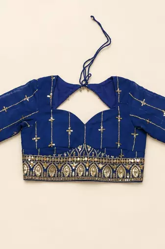 royal blue net thread sequin lehenga choli set