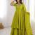 Stunning Olive Green Embroidered Chinon Mehendi Wear Palazzo Suit