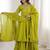 Stunning Olive Green Embroidered Chinon Mehendi Wear Palazzo Suit