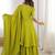 Stunning Olive Green Embroidered Chinon Mehendi Wear Palazzo Suit