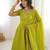 Stunning Olive Green Embroidered Chinon Mehendi Wear Palazzo Suit
