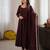 Spectacular Dark Brown Mirror Laced Chanderi Festive Wear Anarkali Suit