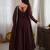 Spectacular Dark Brown Mirror Laced Chanderi Festive Wear Anarkali Suit