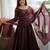 Spectacular Dark Brown Mirror Laced Chanderi Festive Wear Anarkali Suit