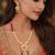 Gold-plated kundan long necklace set with beads and floral meenakari pendant and earrings