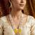 Yellow beaded kundan long necklace set with chandbali-style earrings