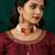 Red & white beaded kundan choker necklace set with matching earrings
