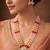 Pink and yellow beaded multi-strand kundan pendant necklace set with matching earrings