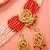 Red & white beaded kundan choker necklace set with matching earrings