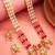 Pink & red long necklace set with pearl drops and stud earrings
