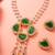 Gold plated pendant pearl necklace set with green stone and ad earrings