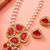 Gold plated pendant pearl necklace set with crystal stone earrings