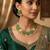 Gold plated green floral kundan necklace set with pearls